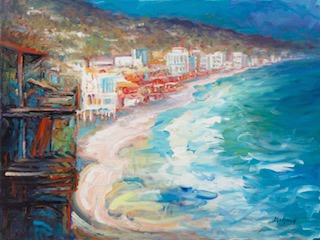 Carbon Beach Malibu by California Impressionist Manfred H. Kuhnert